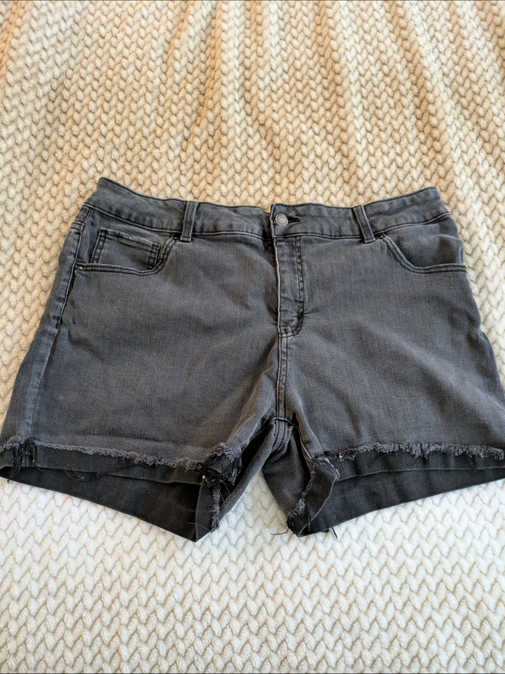 Time and Tru Black Frayed Hem Denim Shorts